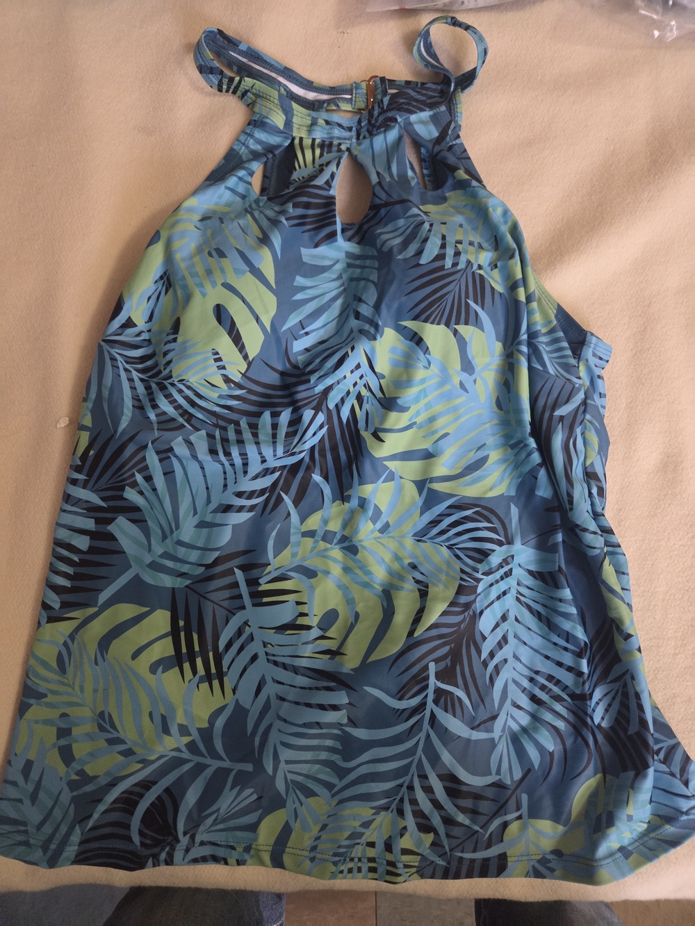 Blue and Lime Tropical Halter Tank Top